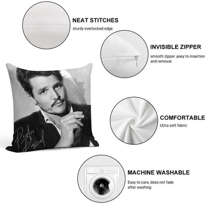Pedro Pascal - BW III Soft Hidden Zipper Throw Pillow