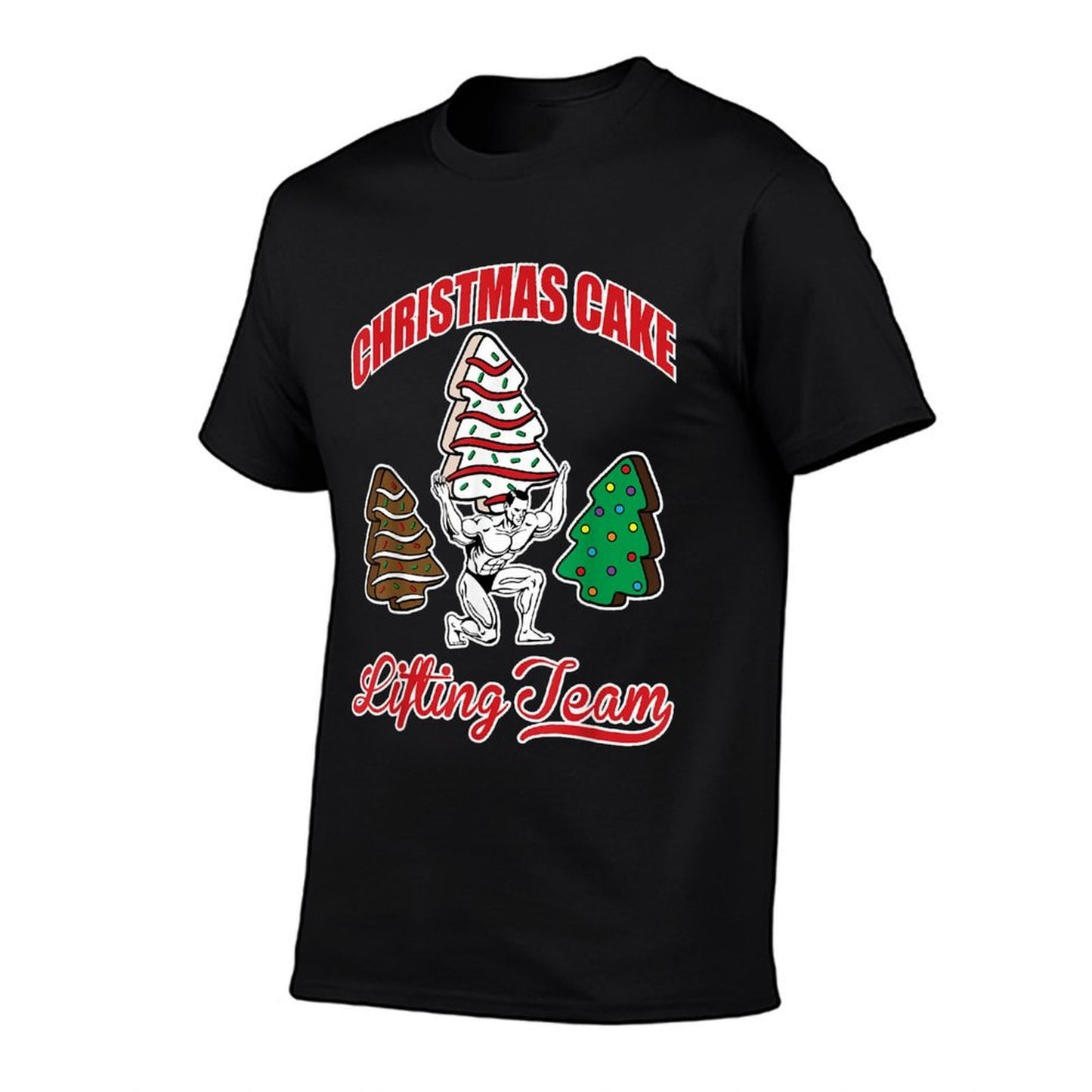 Christmas Cake Lifting Team Funny Gym Fitness Weightlifting Comfortable T-Shirt