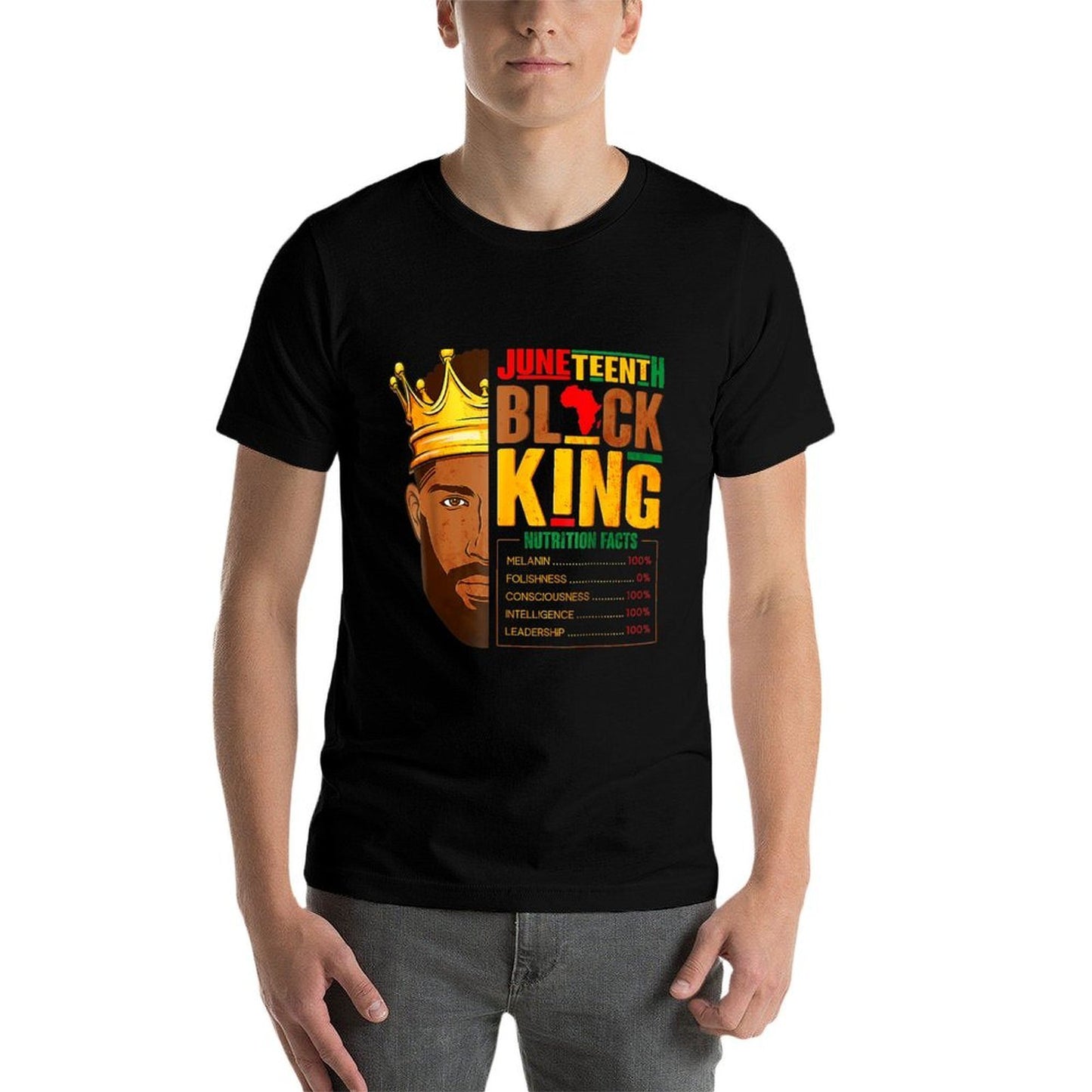 Juneteenth Black King Nutritional Facts  Polyester Blend T-Shirt