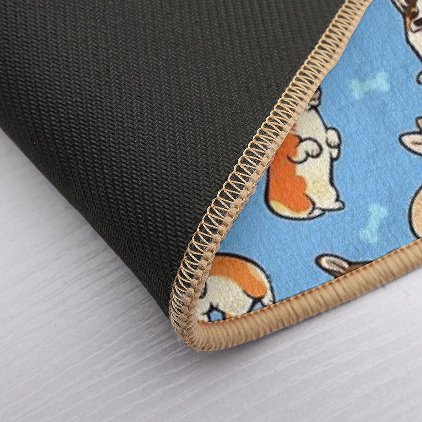 Jolly Corgis in Blue  Rapid-Drying Bath Mat