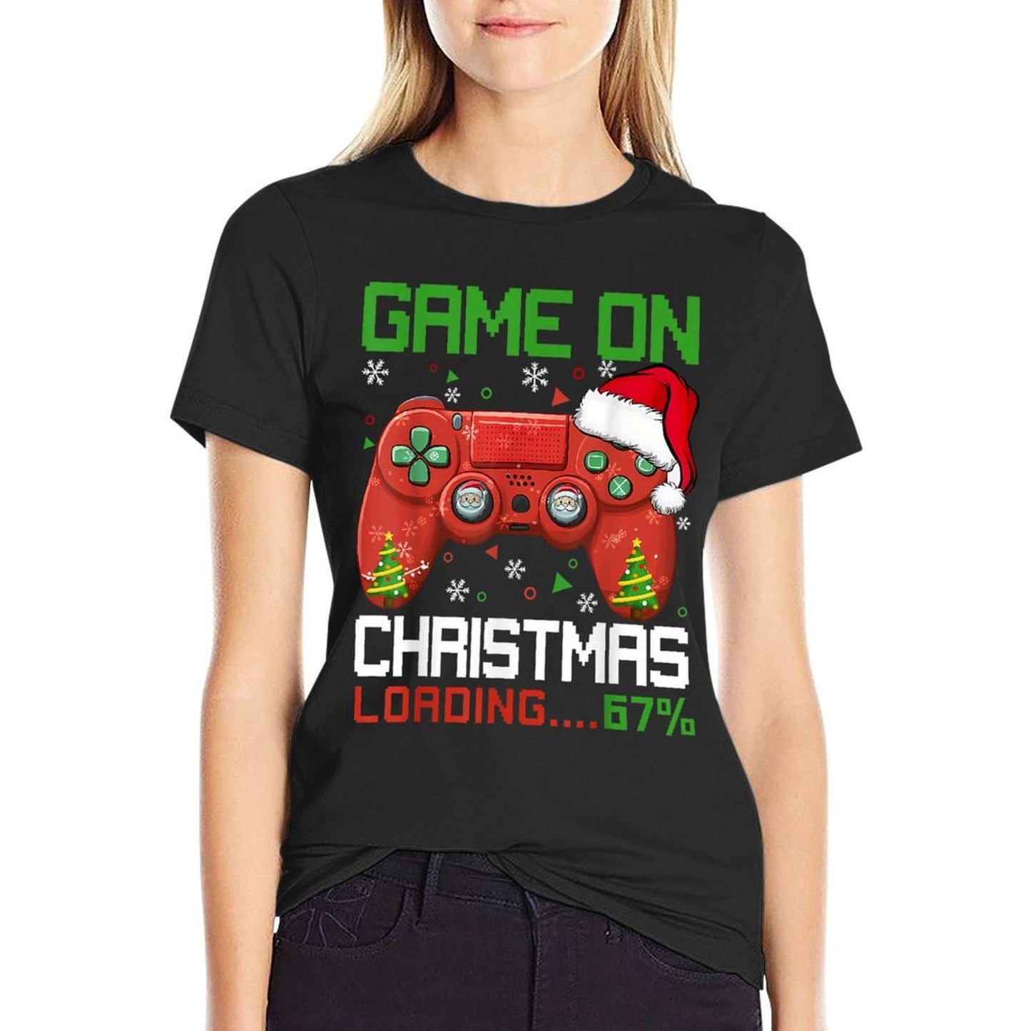 Game On Christmas Loading 67 Funny 6 7 Meme Xmas  Lightweight T-Shirt