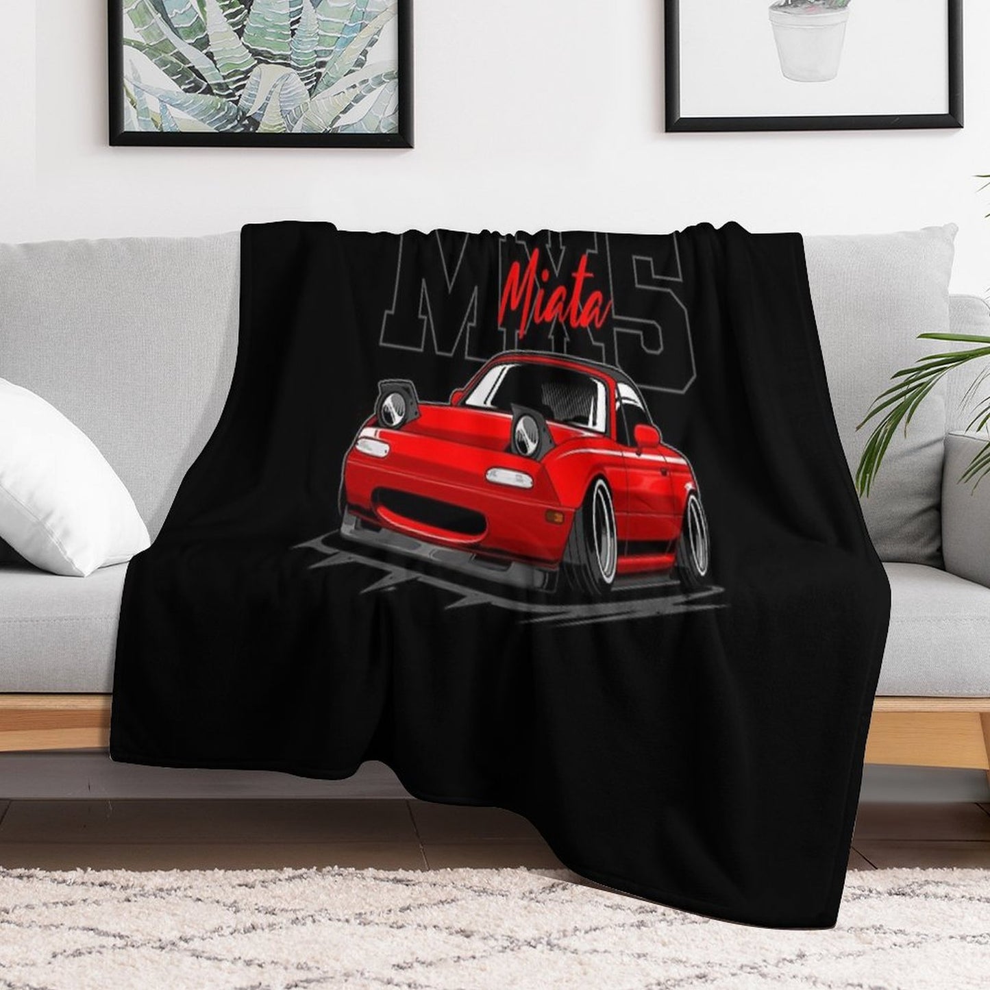 Red Miata Jdm Car Throw Blanket
