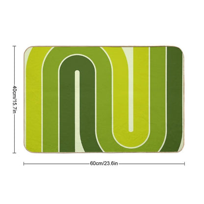 Retro Geometric Double Arch Design Green Bath Mat