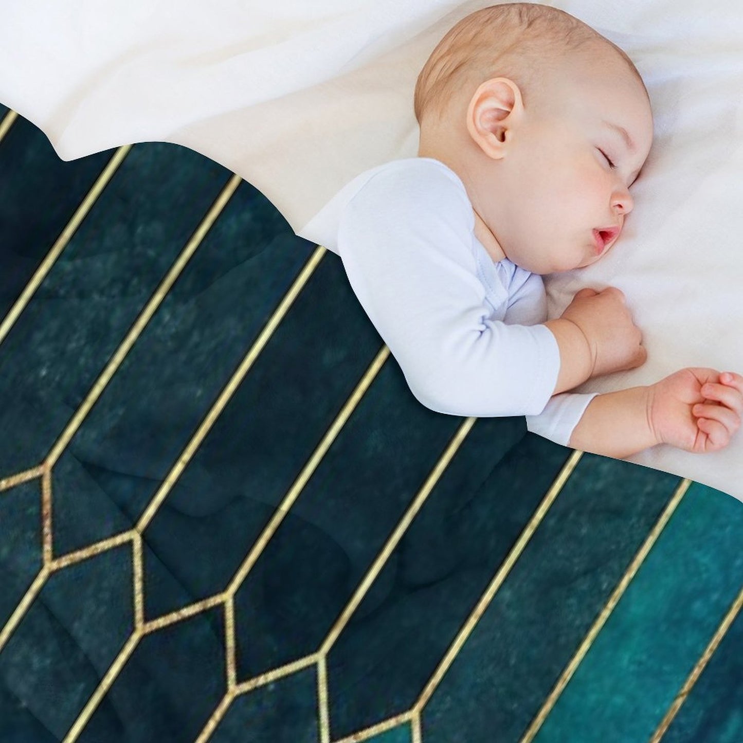 Deep Teal And Blue Gold  Pattern Throw Blanket