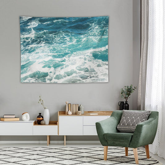 Blue Ocean Waves Tapestry