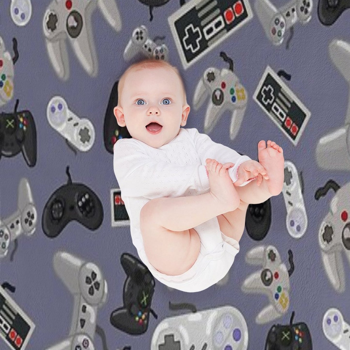 Old School Video Game Controllers - Repeating Pattern Throw Blanket