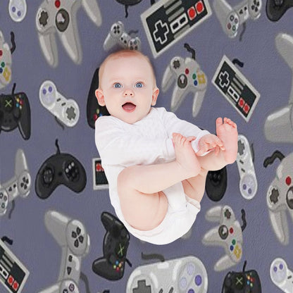 Old School Video Game Controllers - Repeating Pattern Throw Blanket