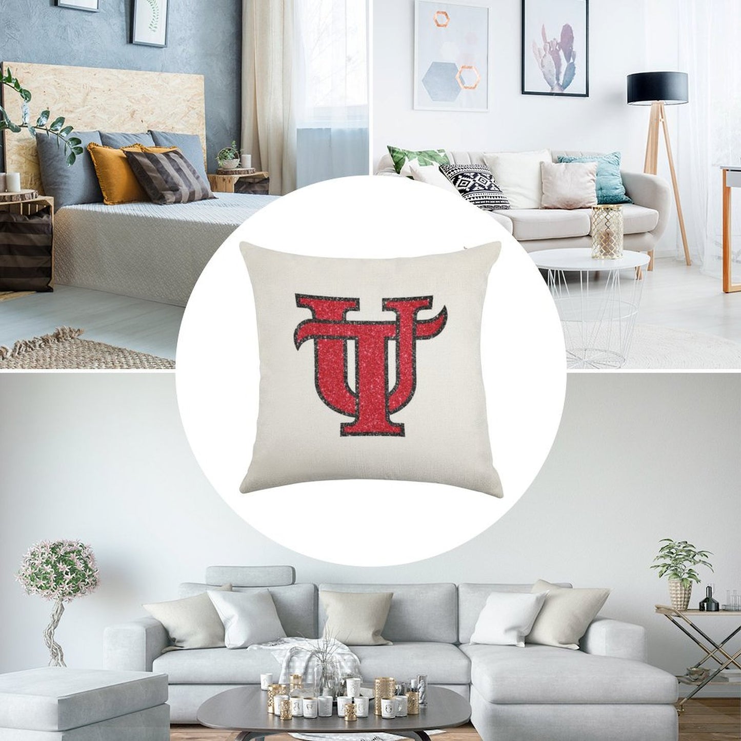 Utampa Glitter Logo Linen Throw Pillow Cover