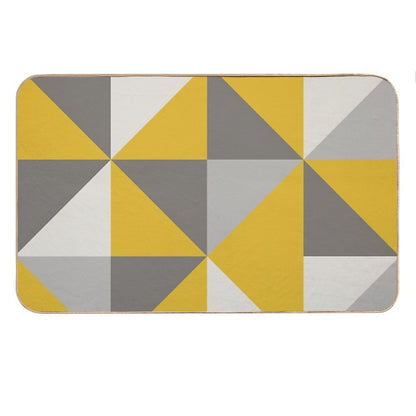 Retro Triangle Design in Yellow And Grey Bath Mat