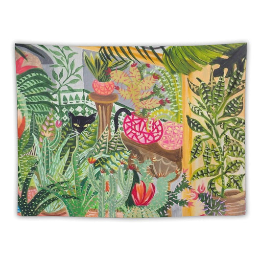 Black Cat in The Garden Tapestry