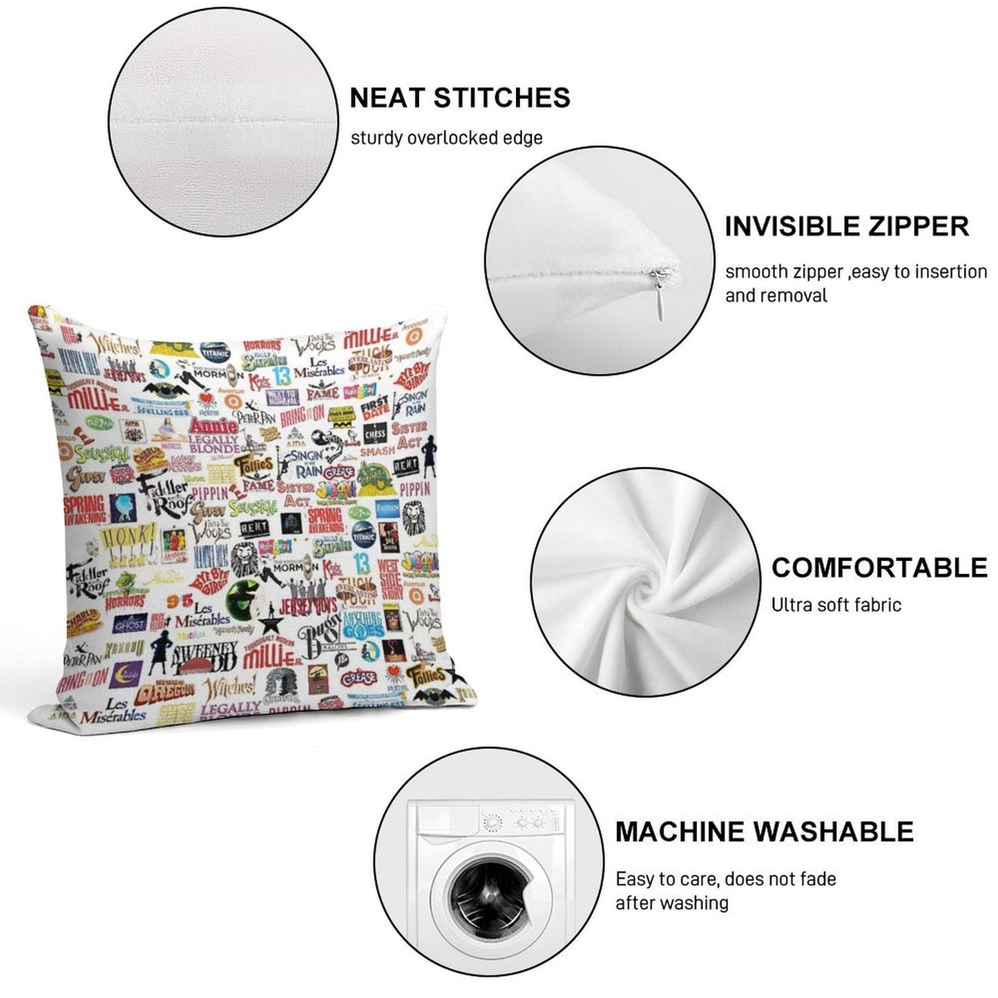 Musical Logos Soft Anti-Pilling Throw Pillow