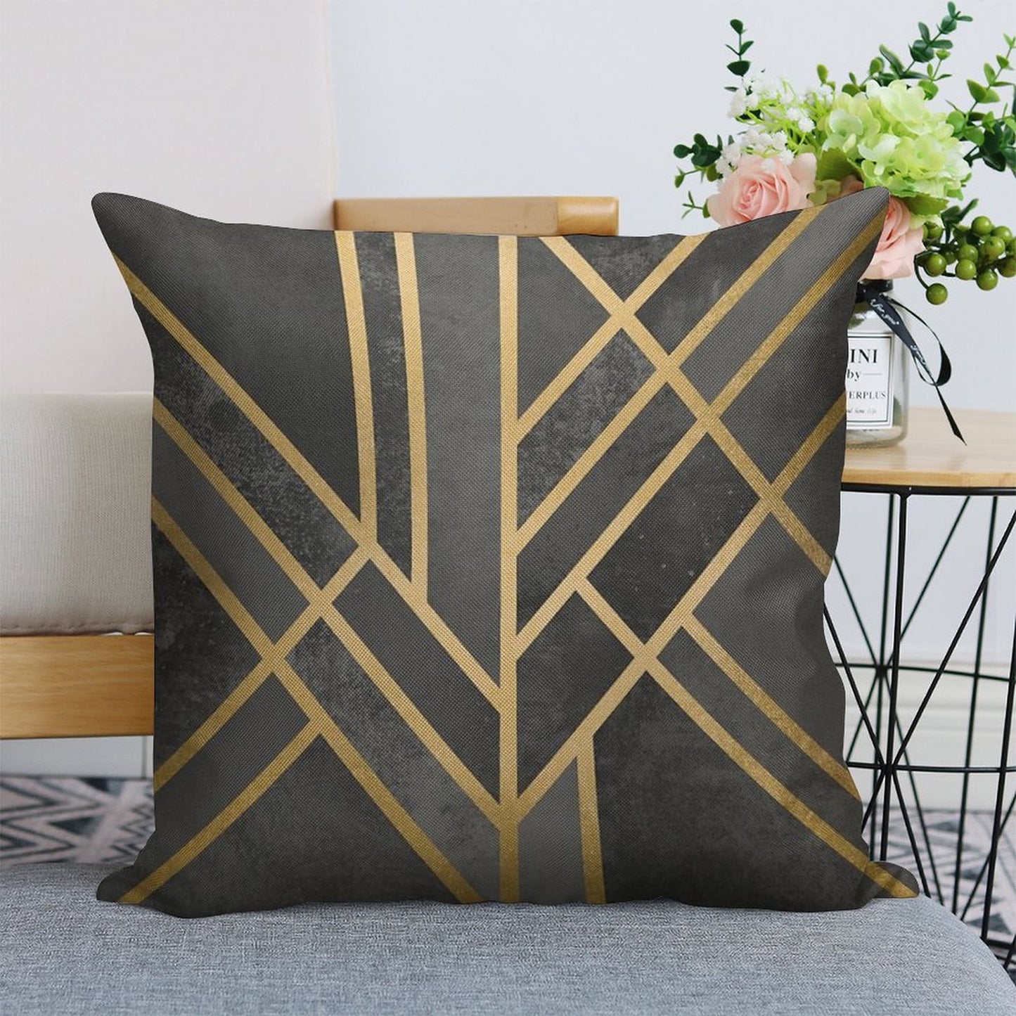 Art Deco Geometry 1 Linen Throw Pillow Cover