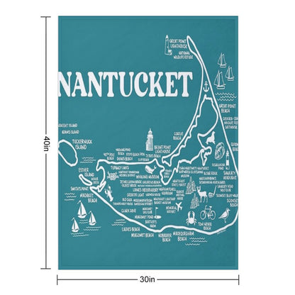Nantucket Map Throw Blanket