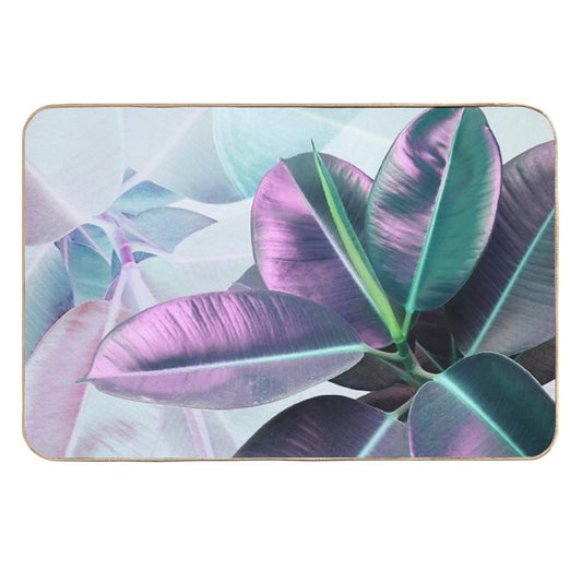 Violet Tropical Plant, Ficus Elastica  Absorbent Bath Mat