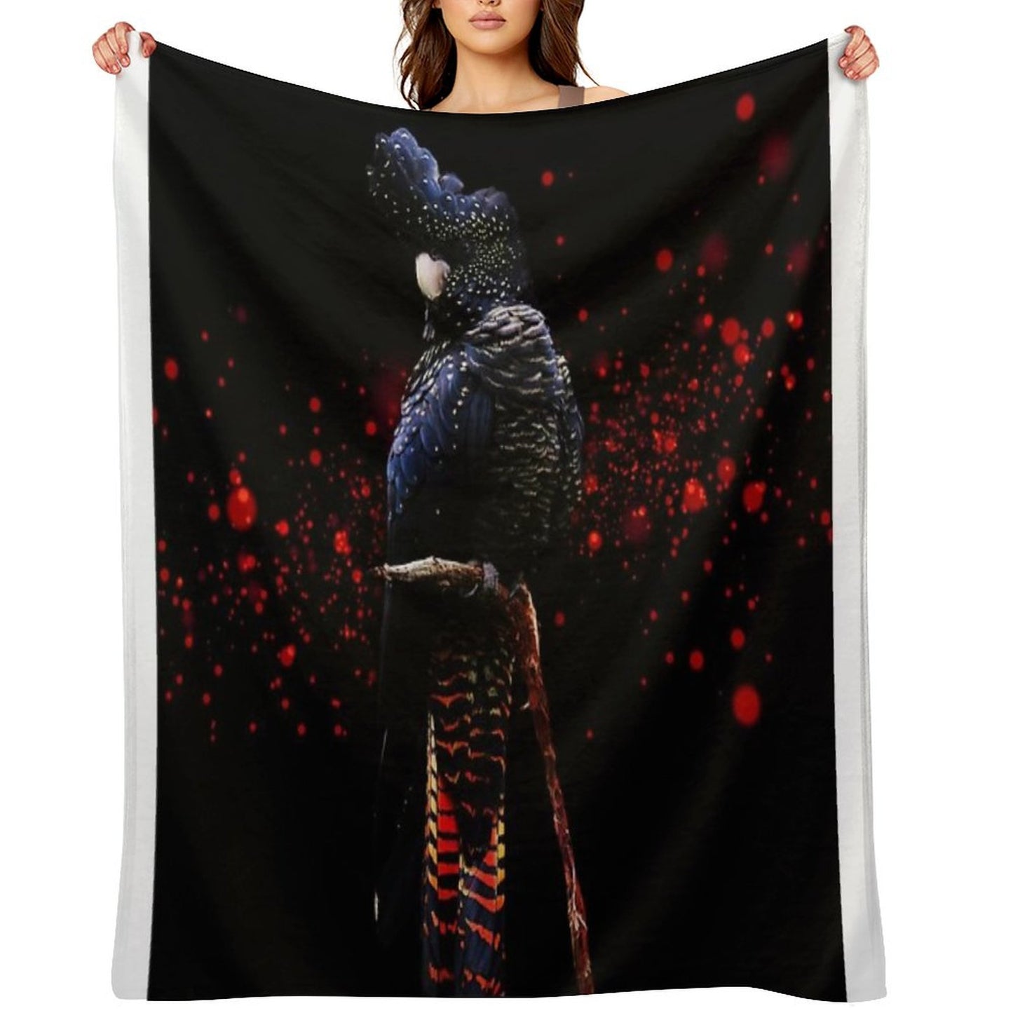 Red Tailed Black Cockatoo Throw Blanket