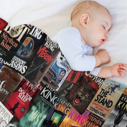 Stephen King Book Covers, Horror Bookworm Throw Blanket