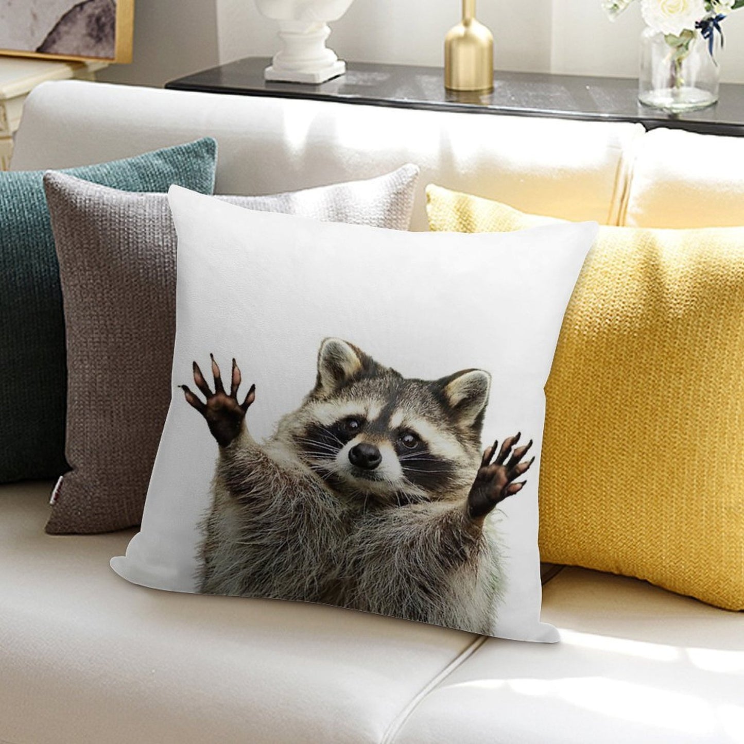 Racoon Soft Luxury Feel Throw Pillow