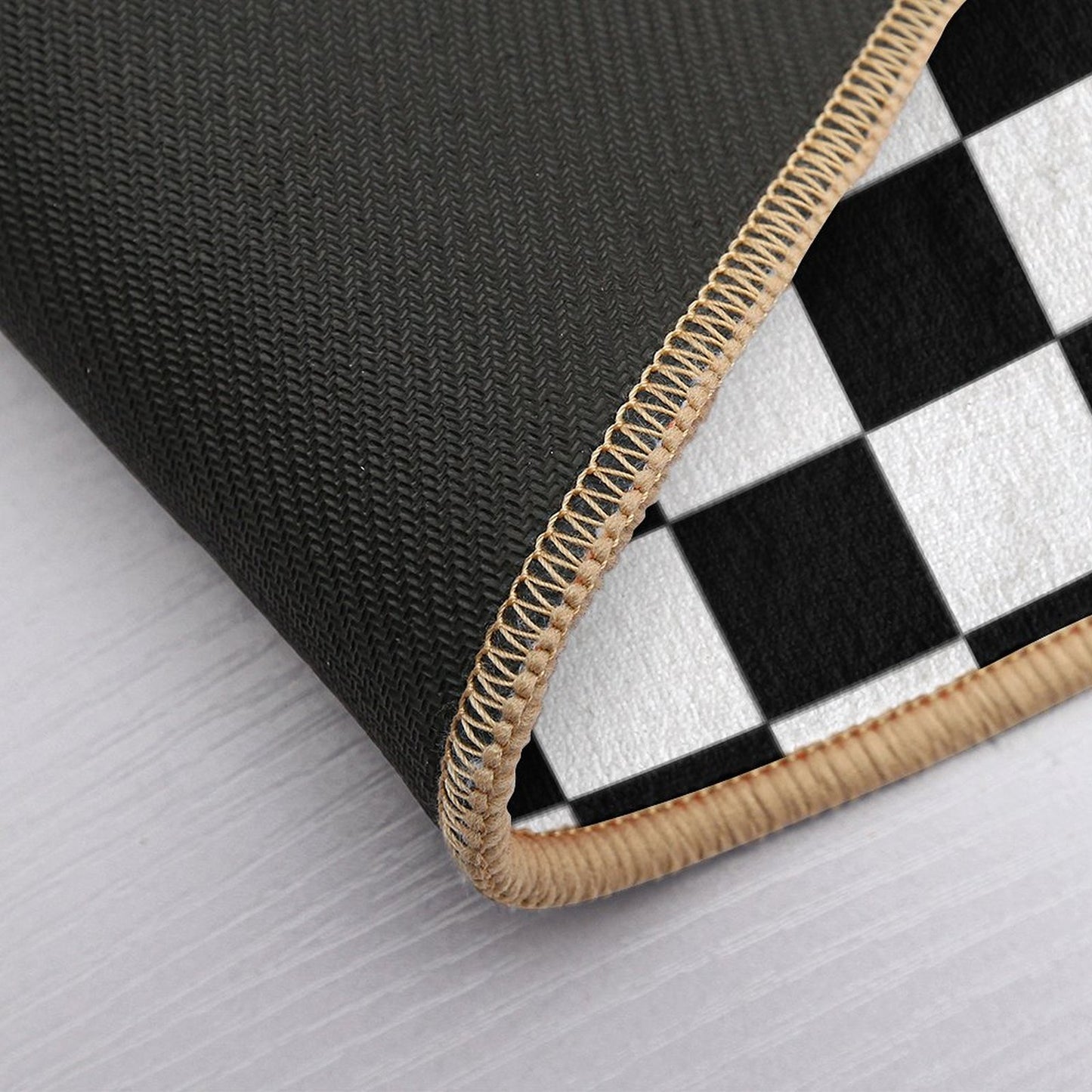 Checkered Black And White Bath Mat