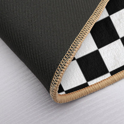 Checkered Black And White Bath Mat