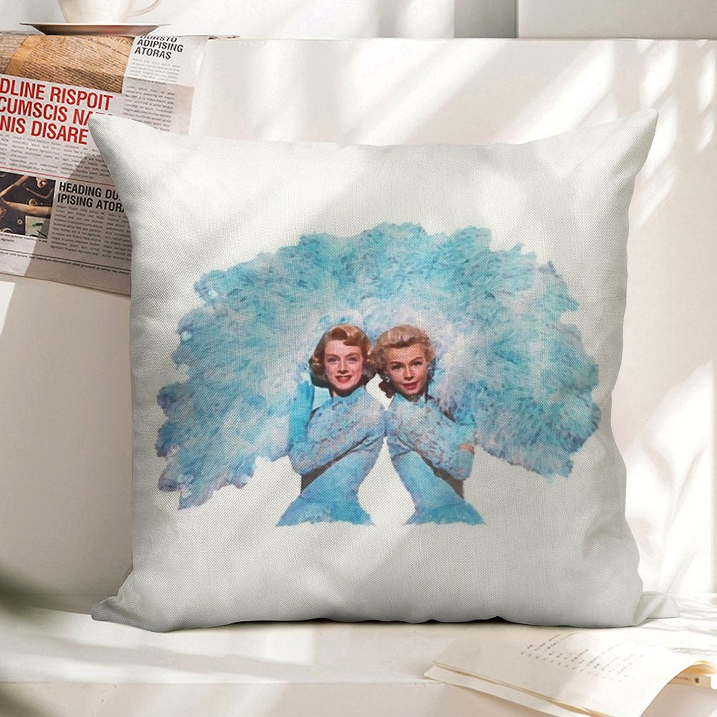 Sisters - Watercolor Linen Throw Pillow Cover