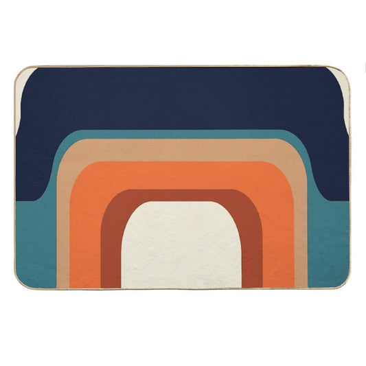 Mid-Century Modern Meets 1970s Orange And Blue Rainbow Bath Mat