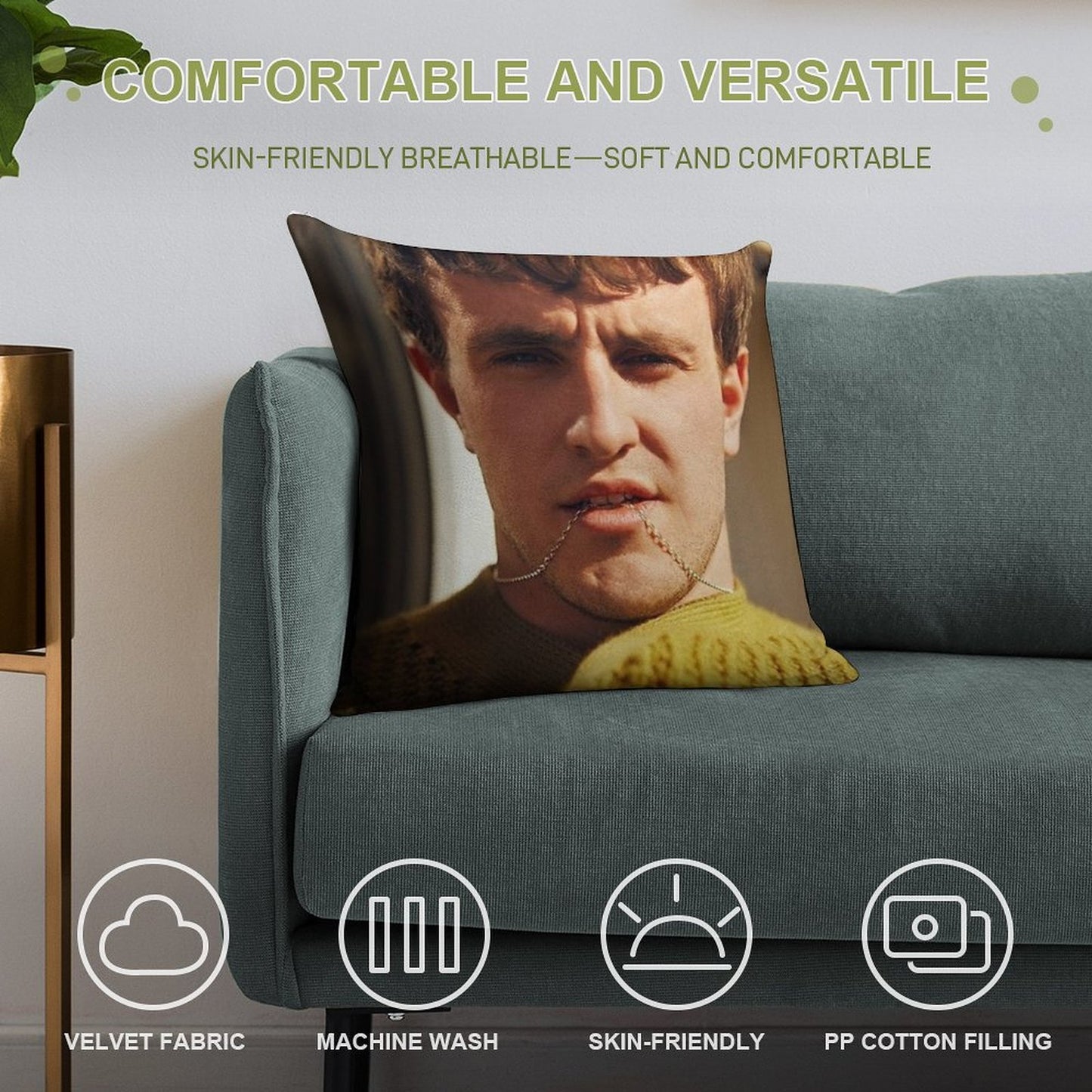 Normal People - Connell Waldron with Chain Soft Durable Construction Throw Pillow