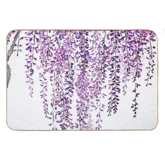 Hand Painted Purple Wisteria  in Bloom Bath Mat