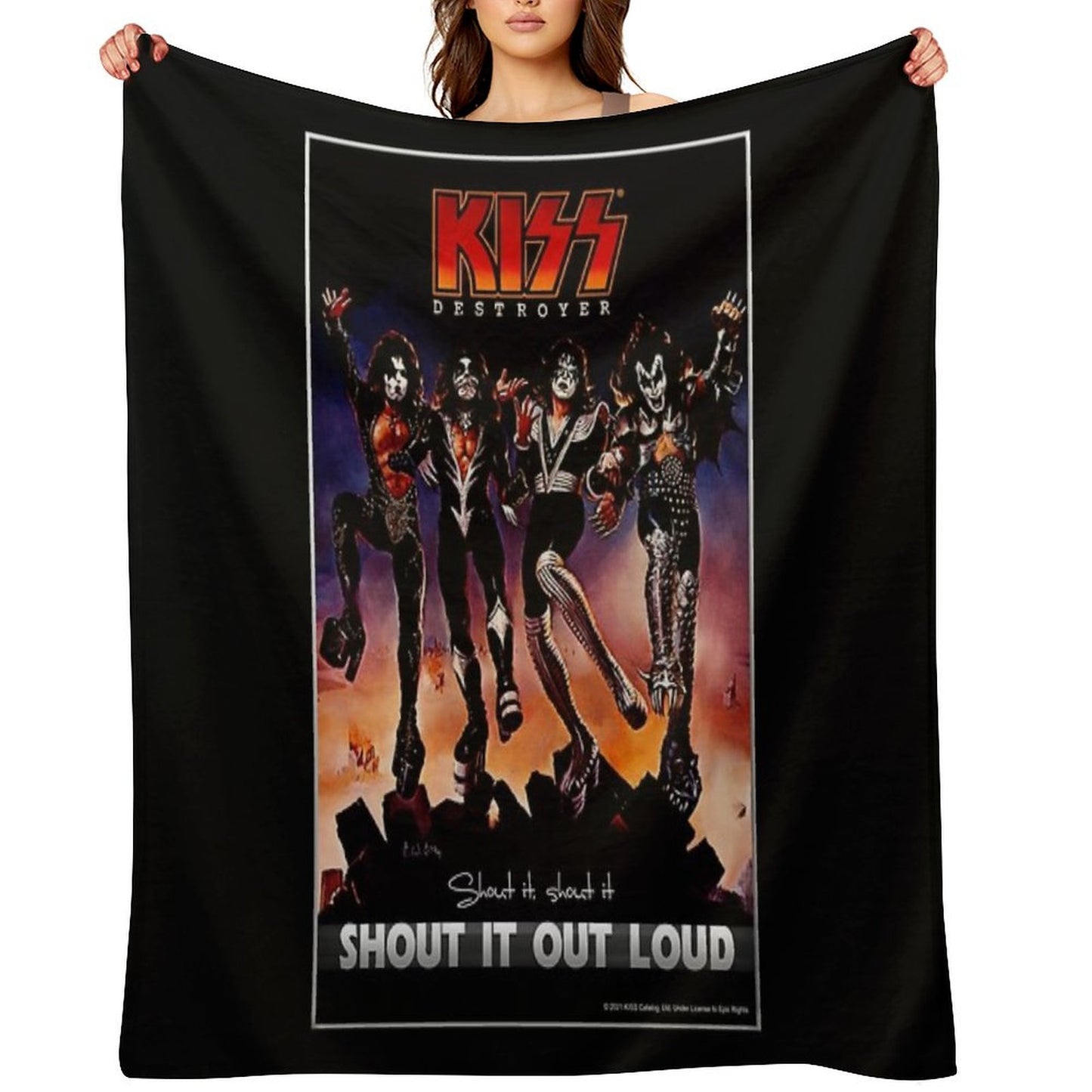 KISS ® The Band - Destroyer - Shout It Out Loud Lyrics Throw Blanket