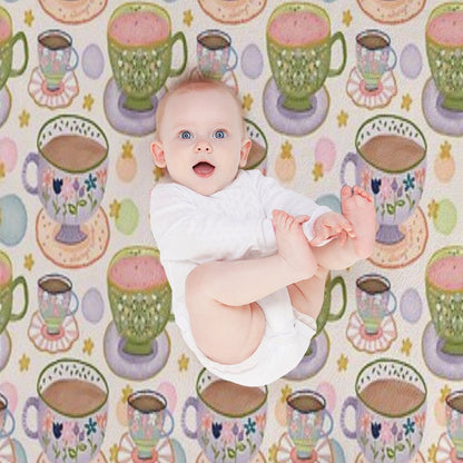 Fancy A Cup of Tea Watercolour Pattern Throw Blanket