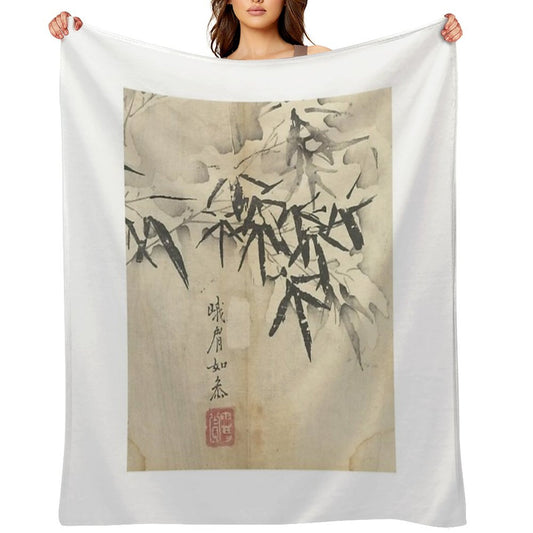 Bamboo in Snow Throw Blanket