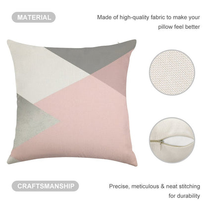 Geometrics - Grey Blush Silver Linen Throw Pillow Cover