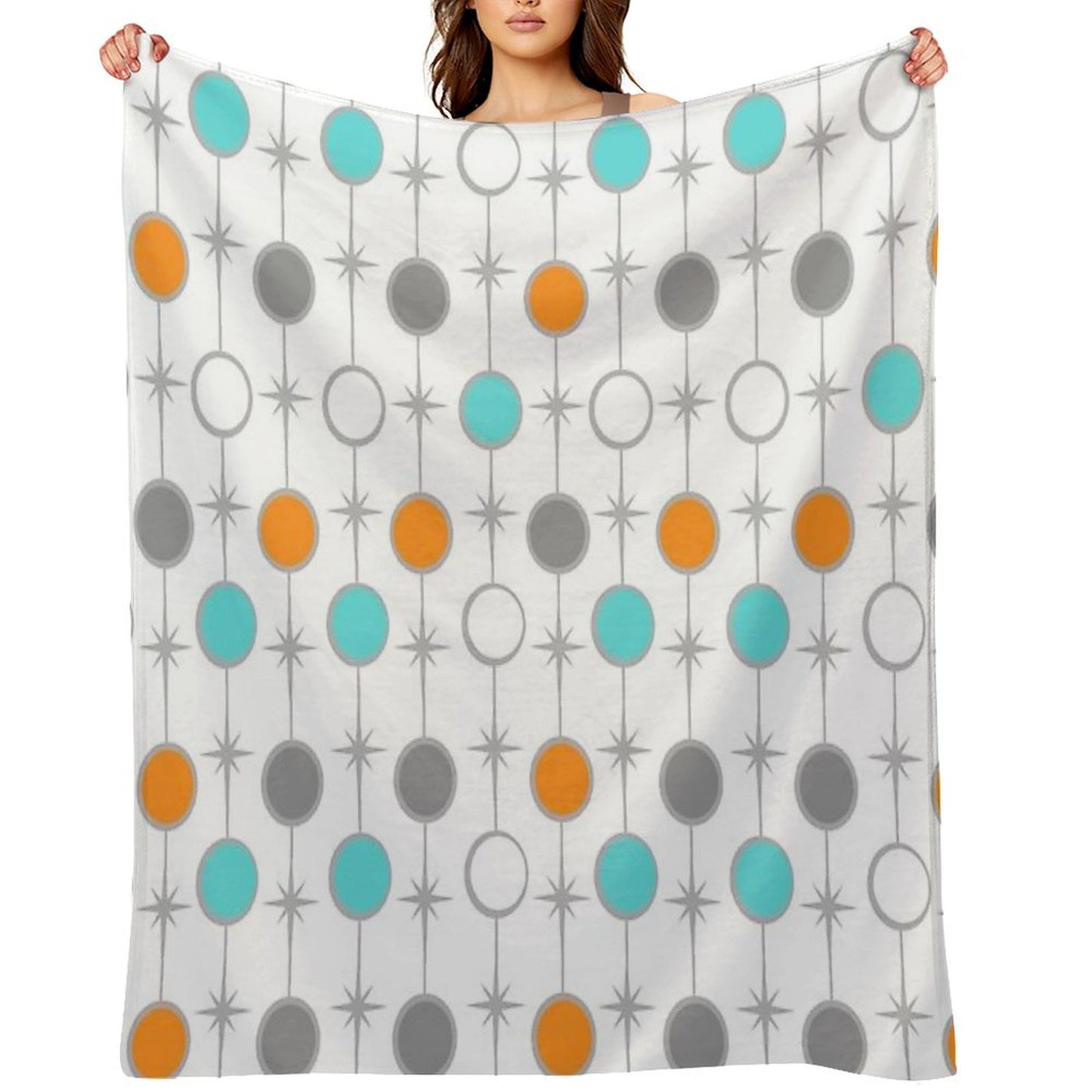 Retro Dots And Starbursts Throw Blanket