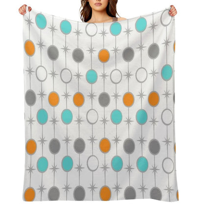 Retro Dots And Starbursts Throw Blanket