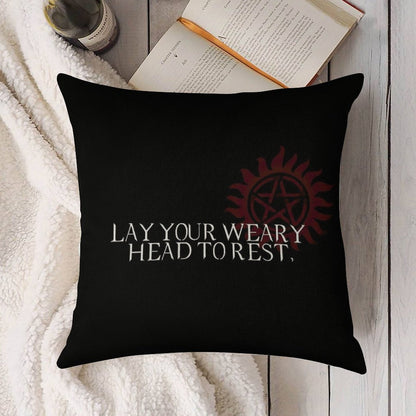 Lay Your Weary Head to Rest Linen Throw Pillow Cover
