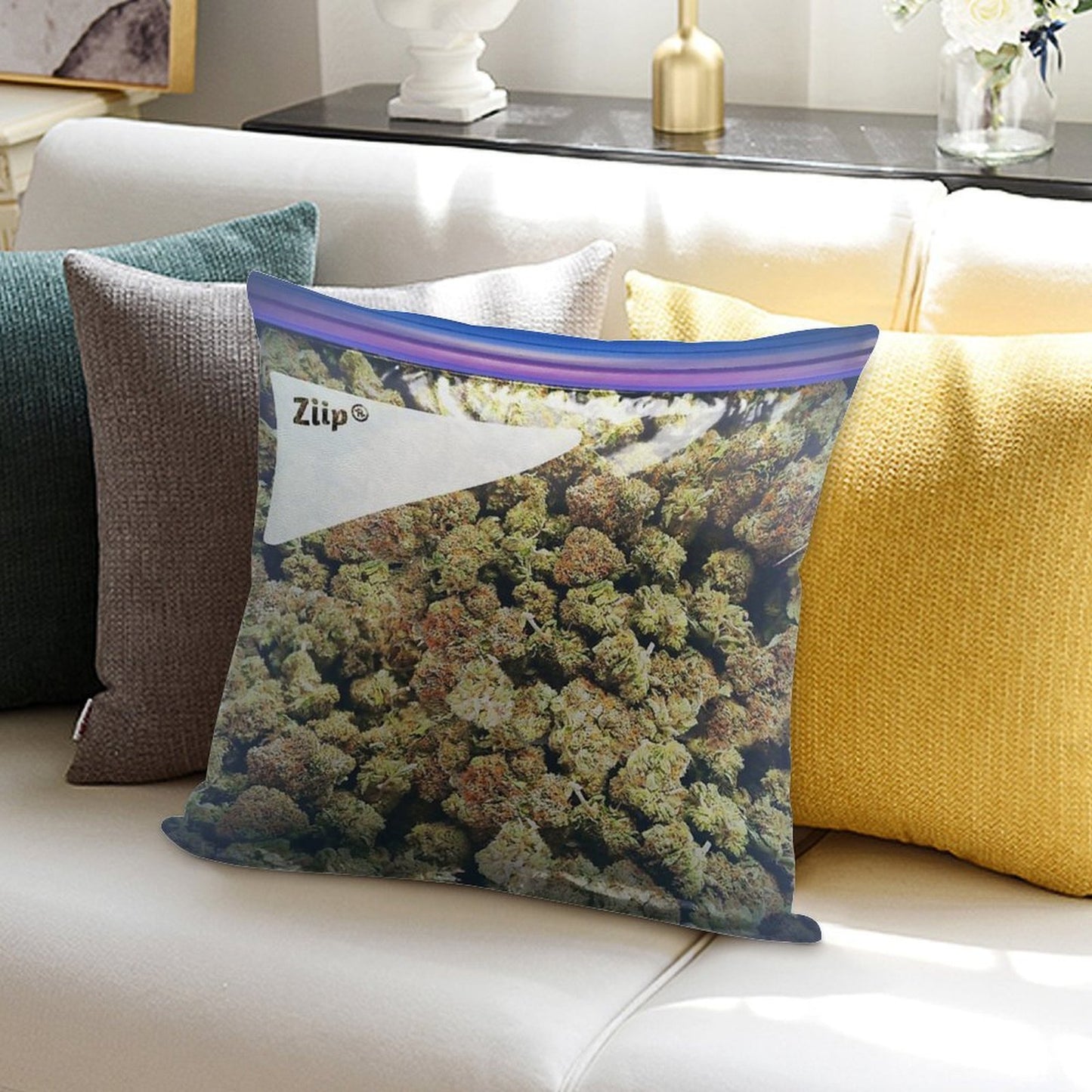Weed Zip Lock Cannabis Extra Large Dank Soft Shrink-Resistant Throw Pillow