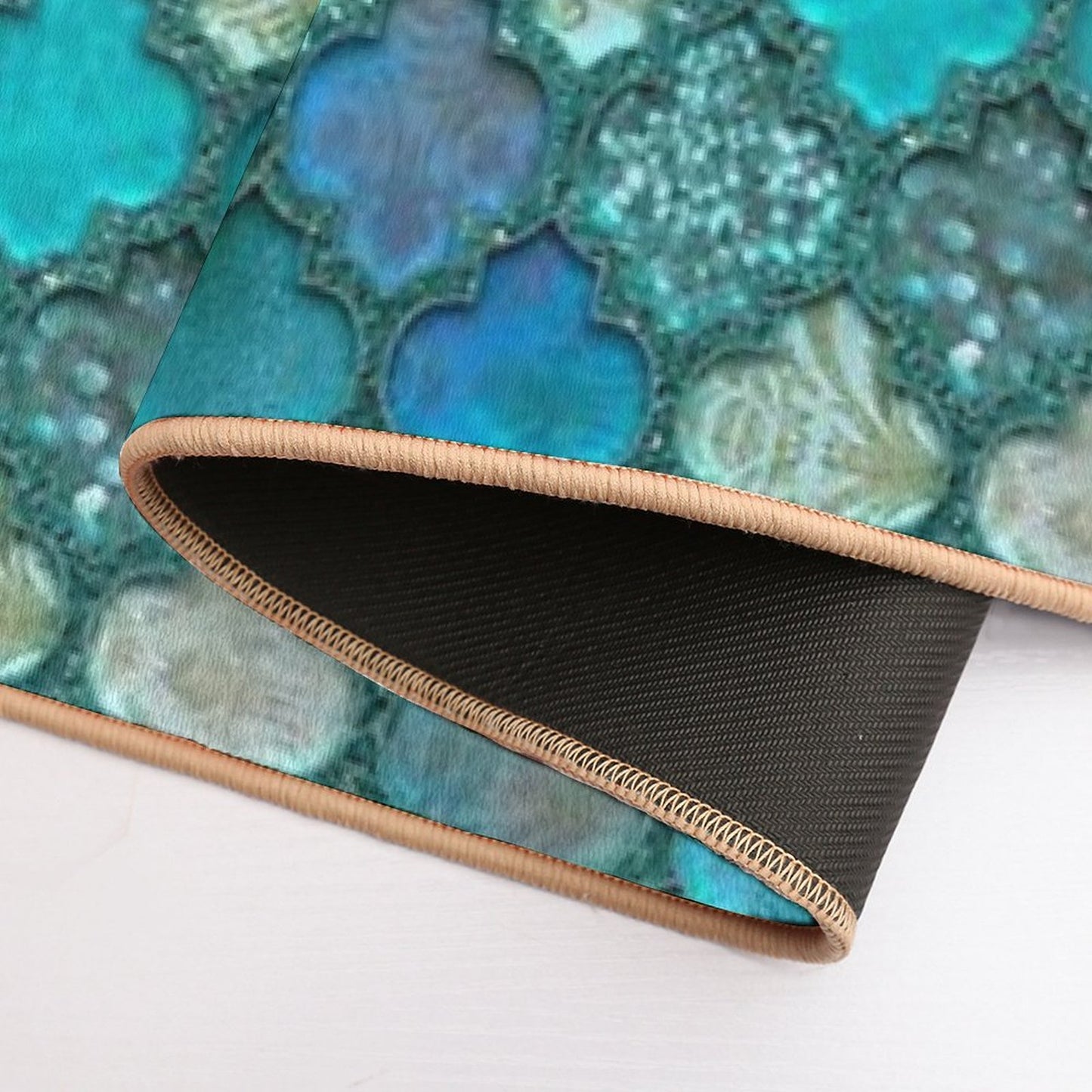 Moroccan Inspired Precious Tile Pattern Bath Mat