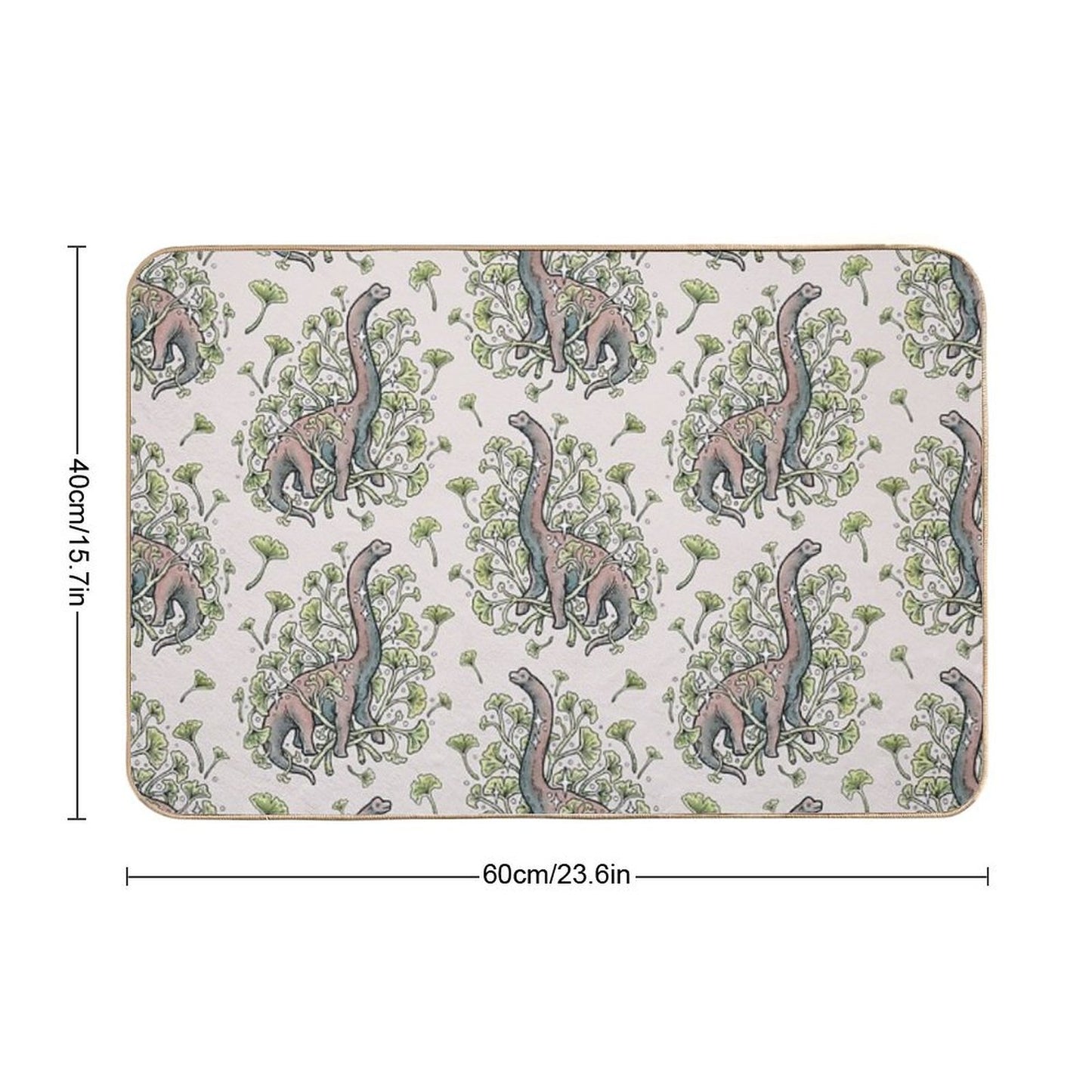 Brachio Ginkgo  Calm Color Palette  Dinosaur Botanical Art  Easy Maintenance Bath Mat