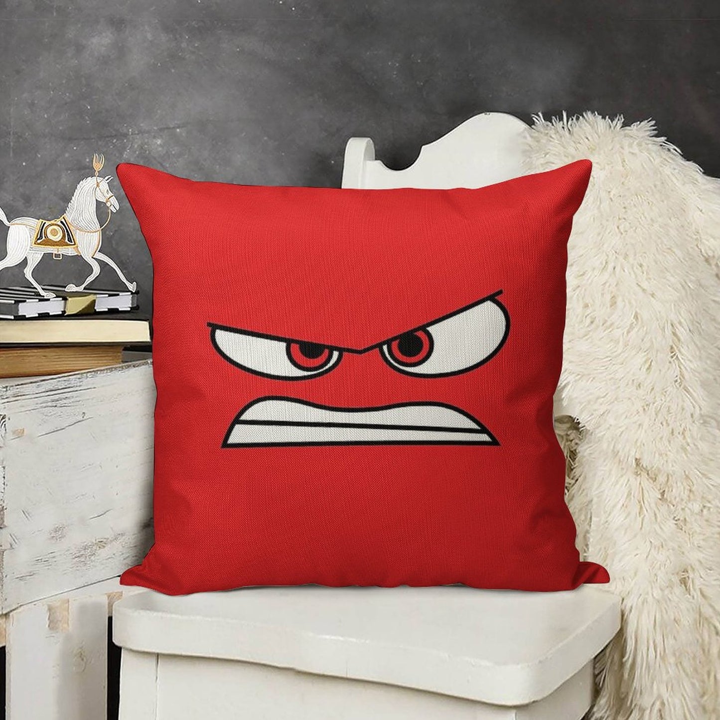 Anger (Inside Out) Version 2 Linen Throw Pillow Cover
