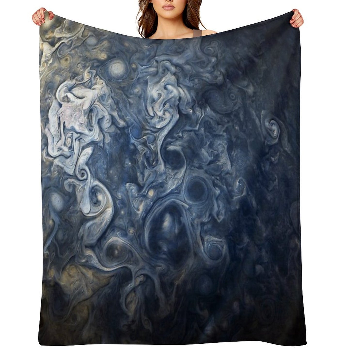 Swirling Blue Clouds of Planet Jupiter from Juno Cam Throw Blanket