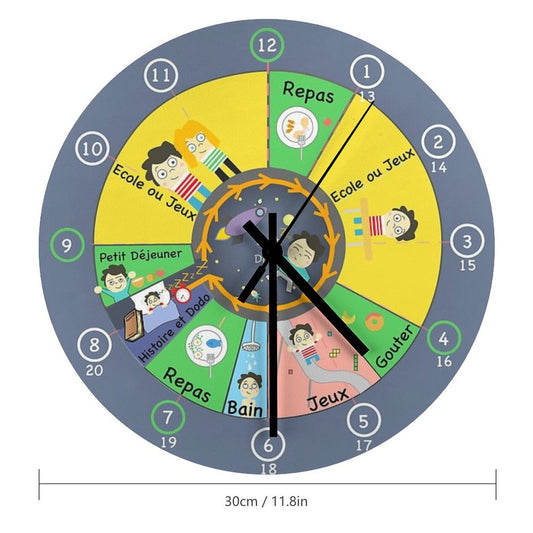 12  24H Educational Kids Clock Wall Clock
