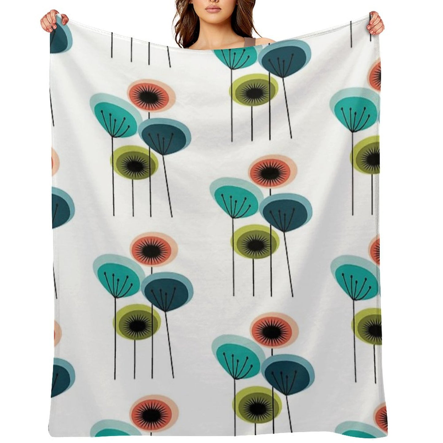 Flowers - Mid Century Throw Blanket