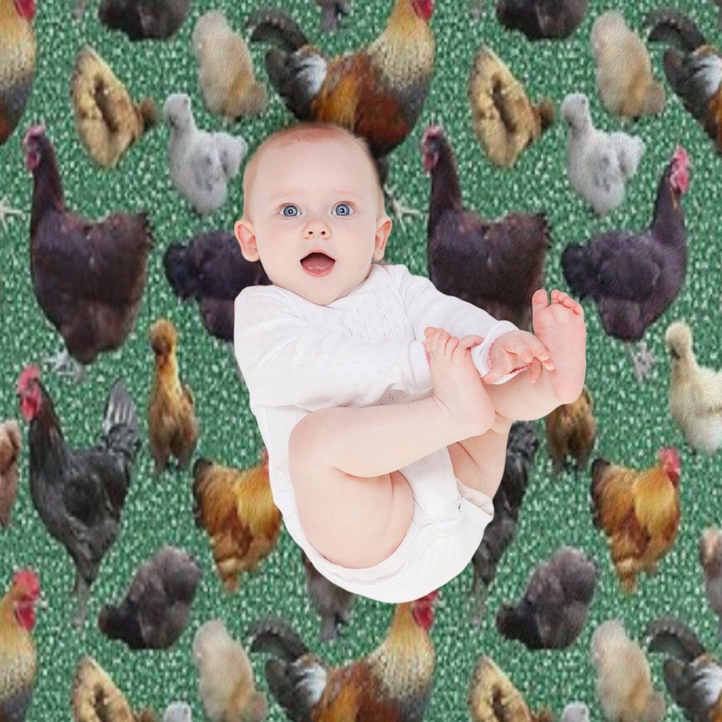 Backyard Chickens on Green Glitter Throw Blanket