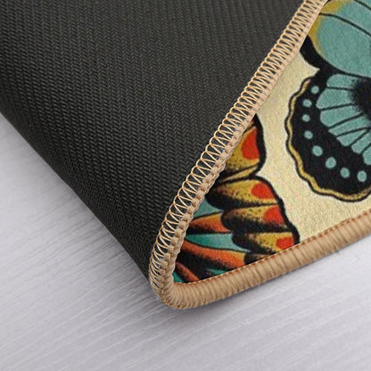 Butterflies Traditional Tattoo Flash Bath Mat
