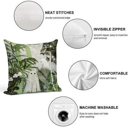 There's A Ghost in The Greenhouse Again Soft Hidden Zipper Throw Pillow