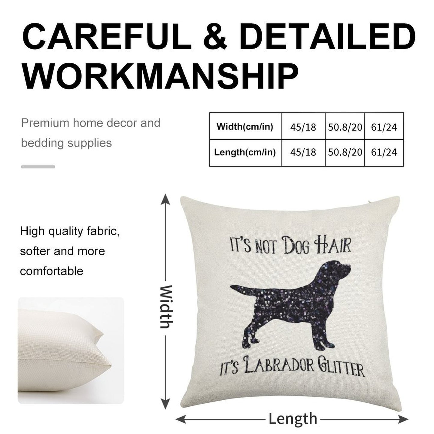 It's Not Dog Hair , Its Labrador Glitter Linen Throw Pillow Cover