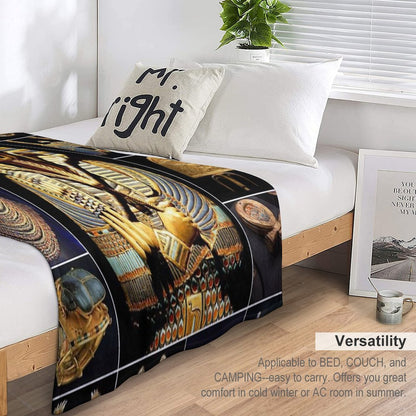 King Tutankhamun Artifacts Throw Blanket