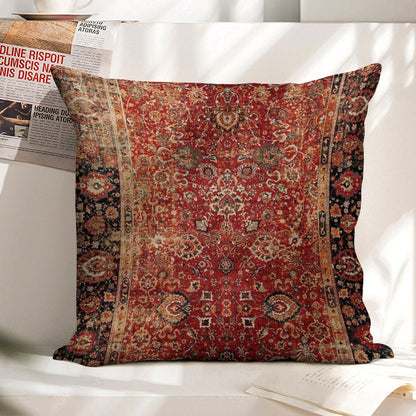 17th Century Afghanistan Rug Print Linen Throw Pillow Cover