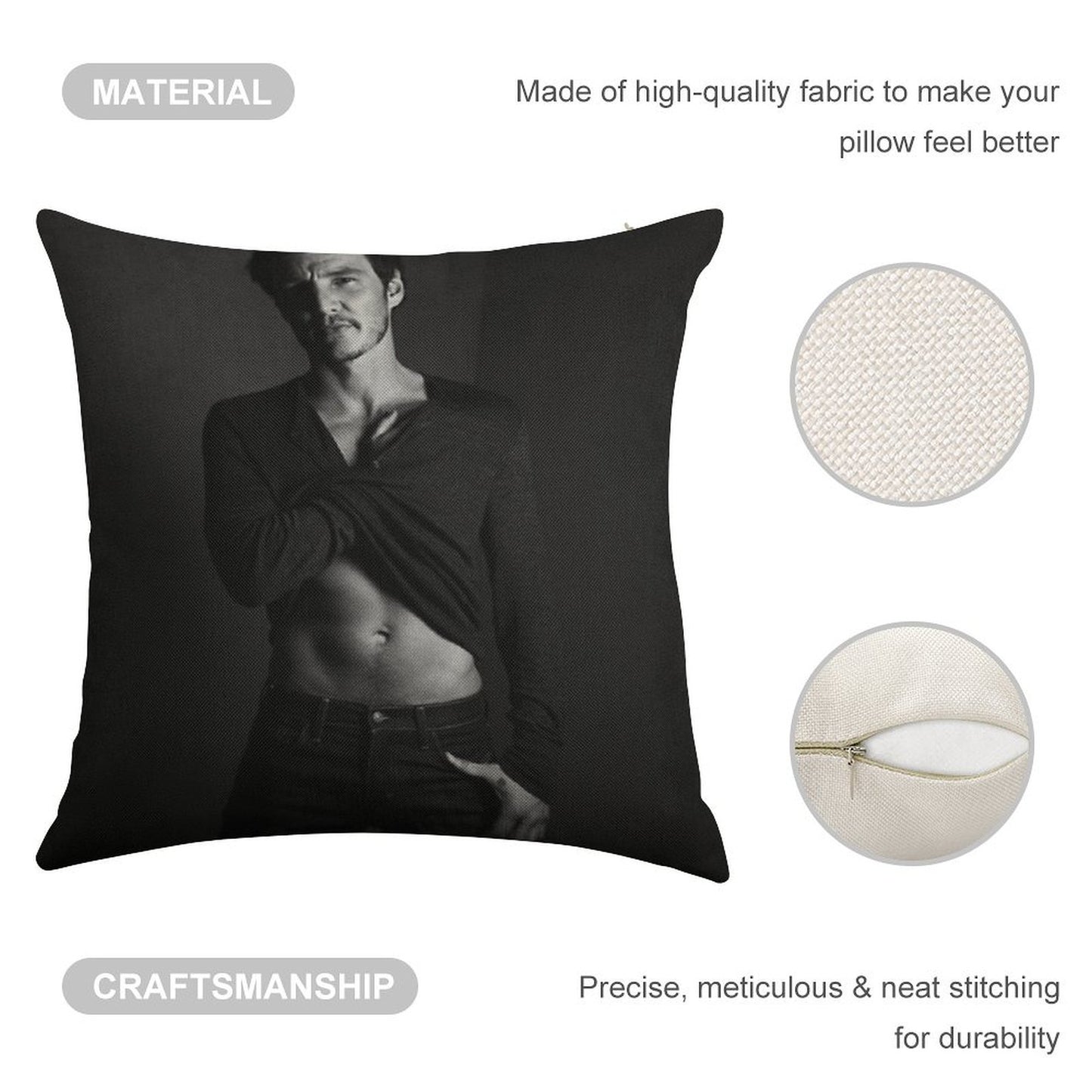 Pedro Pascal - BW I Linen Throw Pillow Cover