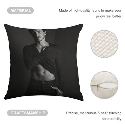 Pedro Pascal - BW I Linen Throw Pillow Cover