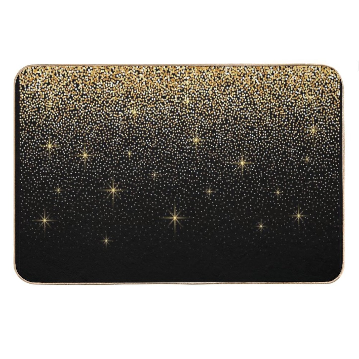 Black And Gold Glitter Pattern Bath Mat